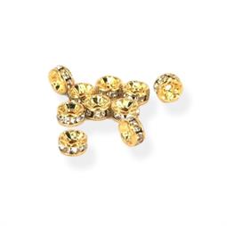 4 mm mellemstykker med rhinsten, 10 stk.